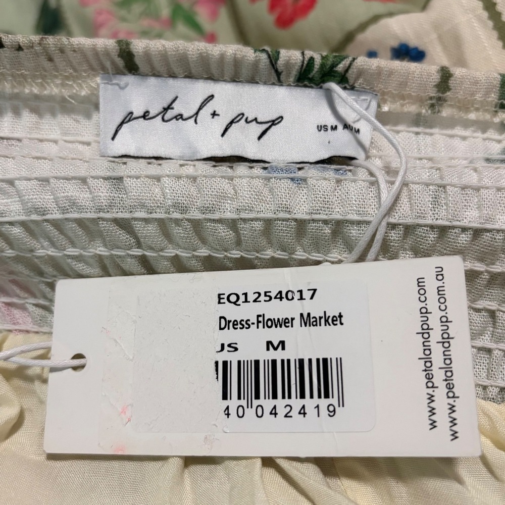 NEW Petal + Pup Flower Market Maxi Dress M Linen Blend Cottage Country Garden - Picture 8 of 12